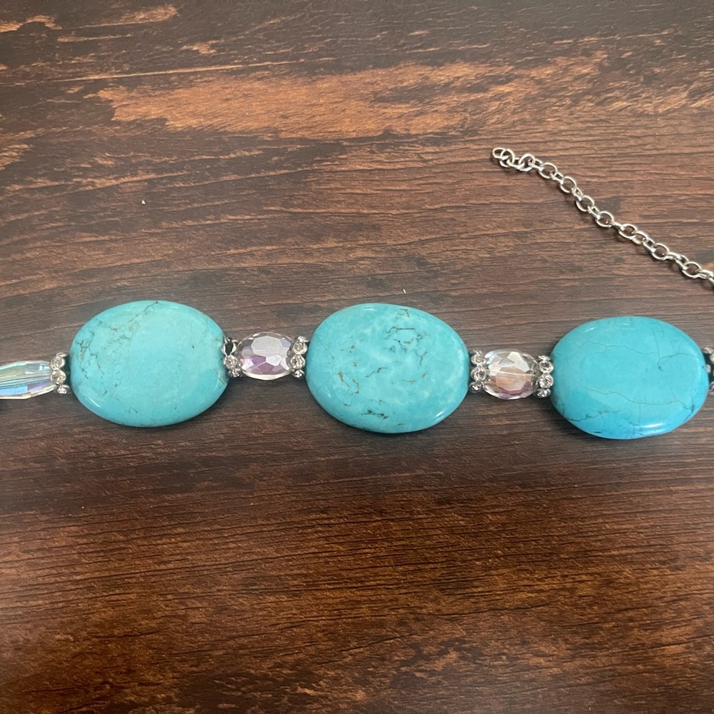 Turquoise and Crystal Stone Necklace